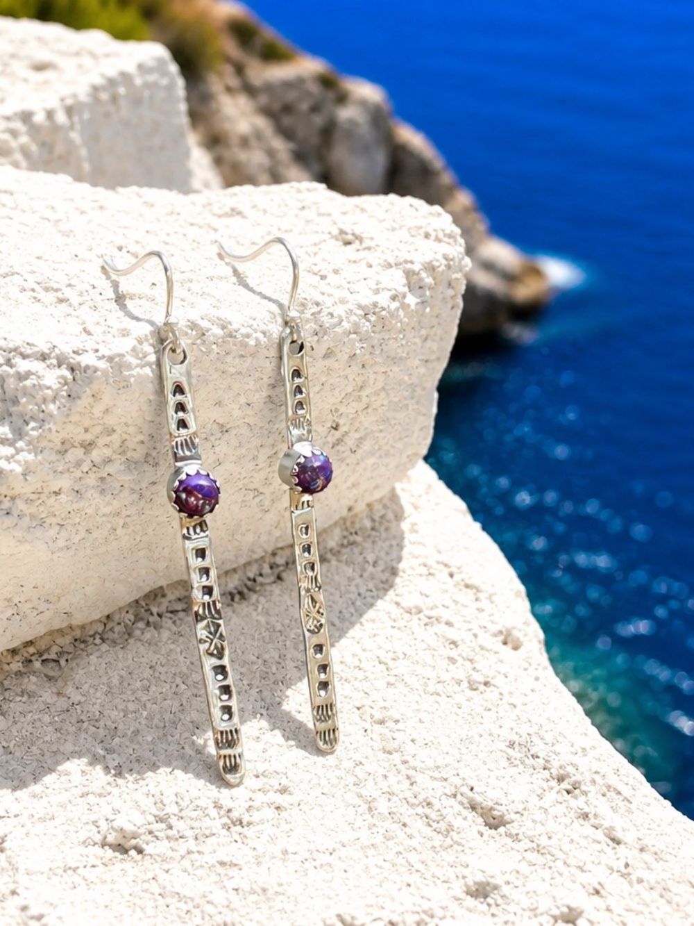 NEW! Purple Copper Turquoise Earrings